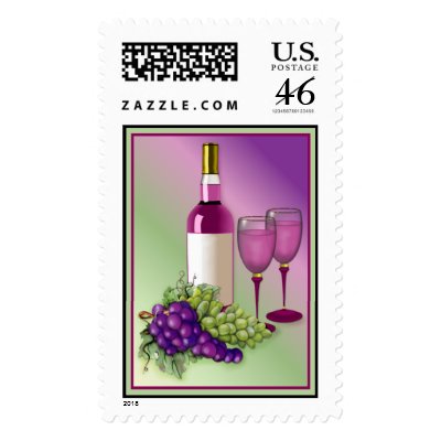 Wine & Grapes Toast Postage Stamp by Spice