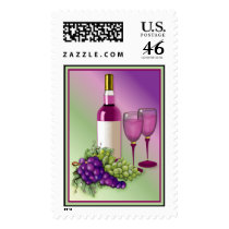 Wine & Grapes Toast Postage Stamp