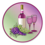 Wine & Grapes Toast Round Sticker