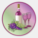 Wine & Grapes Toast Round Sticker