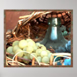 Wine Grapes &amp; Wicker  Art Poster