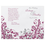 wine gray white abstract floral wedding program flyer design