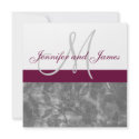 WIne Grey Wedding Invitation Monogram Names Floral invitation