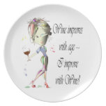 Wine improves with age, humorous Women and Wine Plates