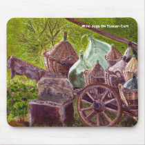 Wine Jugs On Tuscan Cart mousepads by ladyfb1 Wine Jugs On Tuscan Cart mousepads