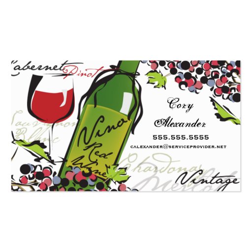 Wine Lover Business Card (front side)