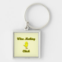 Wine Making Chick Keychain