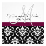 Wine Monogram Damask Wedding Invitation
