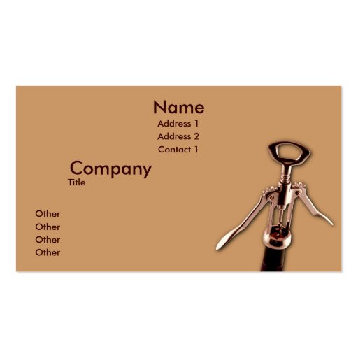 Wine Opener Business Card Templates (front side)