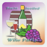 Wine Party Invitation envelope seal Square Stickers