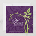 Wine Party Tasting Purple Green Leaf Marketing invitations