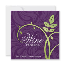 Wine Party Tasting Purple Green Leaf Marketing Custom Invitations