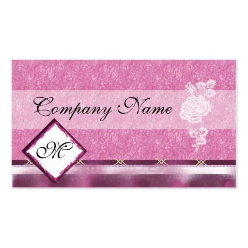 Wine Pink White Embroidery Rose Business Cards (back side)