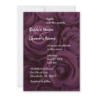Wine Purple Wedding Rose Bouquet invitation