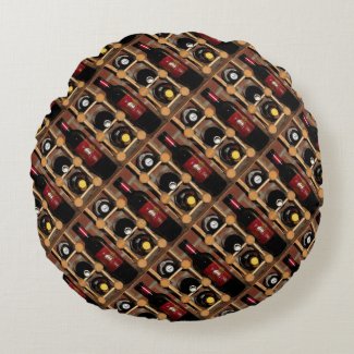 Wine Rack Abstract Round Pillow