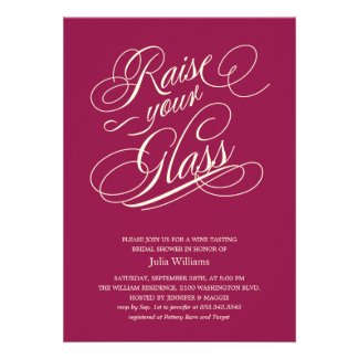 Wine Red "Raise Your Glass" Shower Invitations