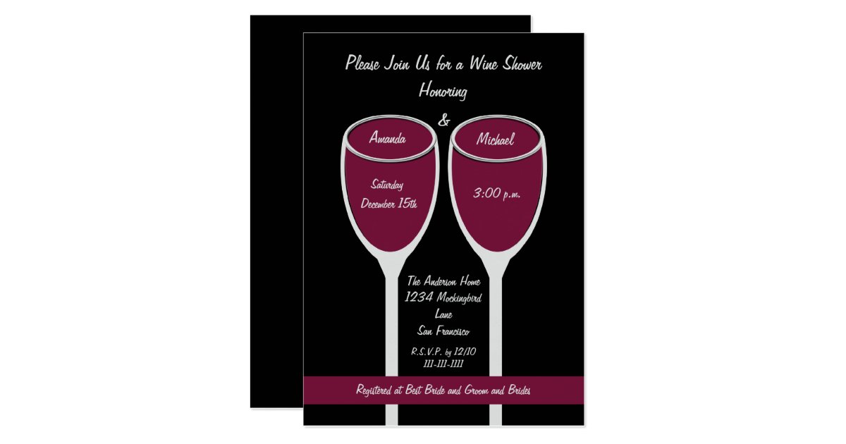 Wine Shower or Bridal Shower Invitation, Red Wine Card Zazzle