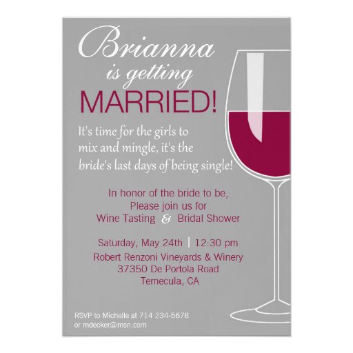 Wine Shower Personalized Announcement (front side)