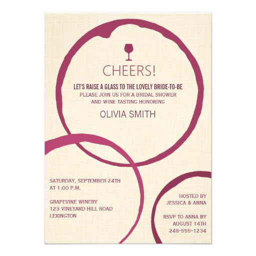 Wine Stain Rings Bridal Shower Invitations