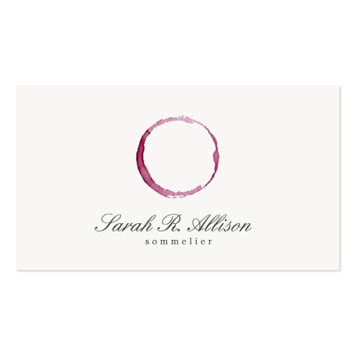Wine Stain Sommelier Simple Business Card (front side)