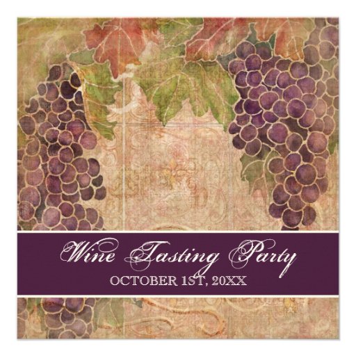 Wine Tasting Party Invitation Aged Grape Vineyard (front side)