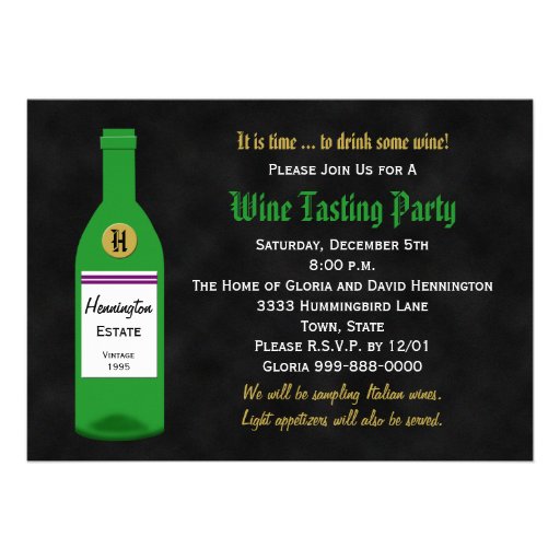 Wine Tasting Party Invitation - Chalkboard (front side)