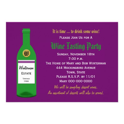Wine Tasting Party Invitation - Purple (front side)