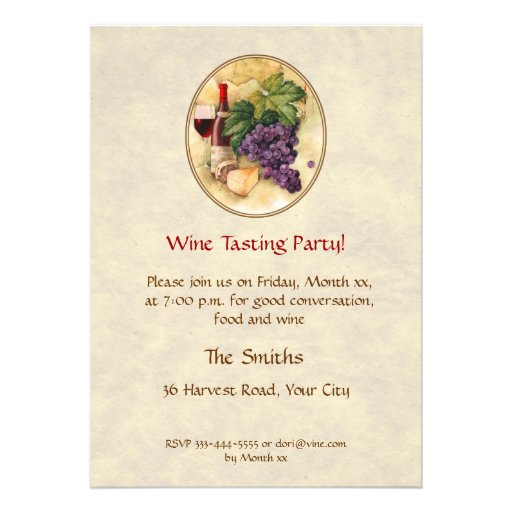 Wine Tasting Party Personalized Invitations (front side)