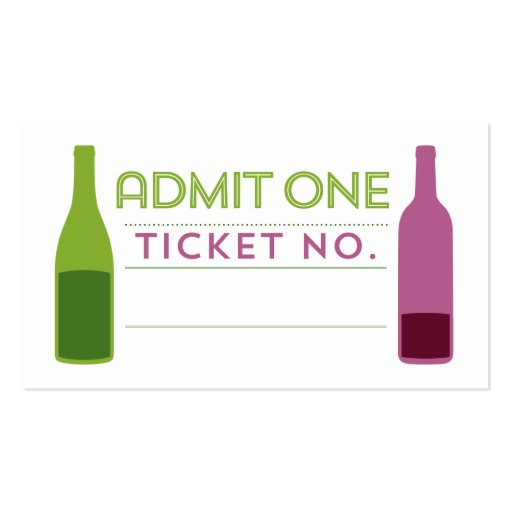 Wine Tasting Ticket Business Card (back side)