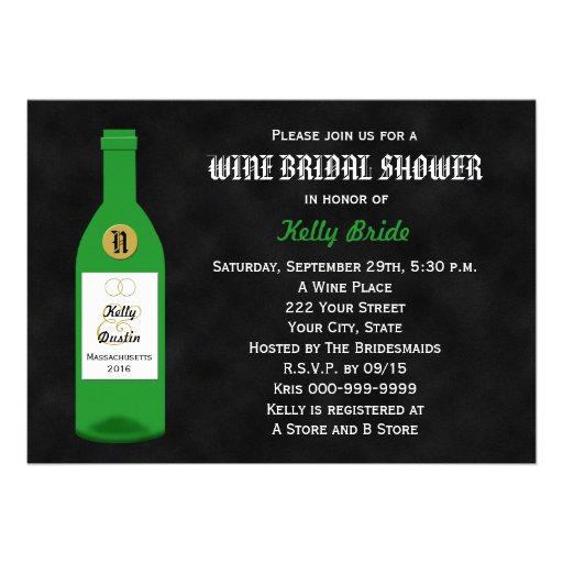 Wine Theme Bridal Shower Invitation (front side)