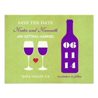 Wine Theme Save the Date Card Custom Announcement