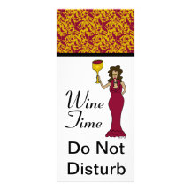"Wine Time" Diva Damask Do Not Disturb Rack Cards