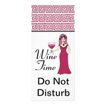 "Wine Time" Goddess Key Pattern Do Not Disturb Custom Rack Cards
