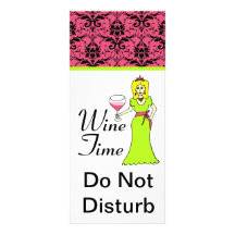 "Wine Time" Princess Damask Do Not Disturb Personalized Rack Card