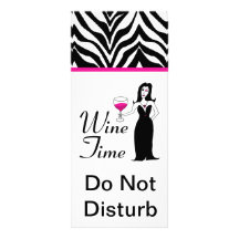 "Wine Time" Vixen Zebra Print Do Not Disturb Rack Card