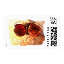 Wine Toast in Watercolor Postage