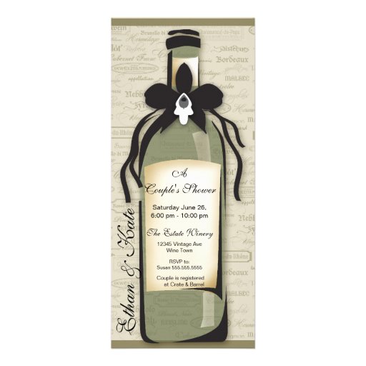 Wine Varietal and Whimsical Bottle Invitation (front side)