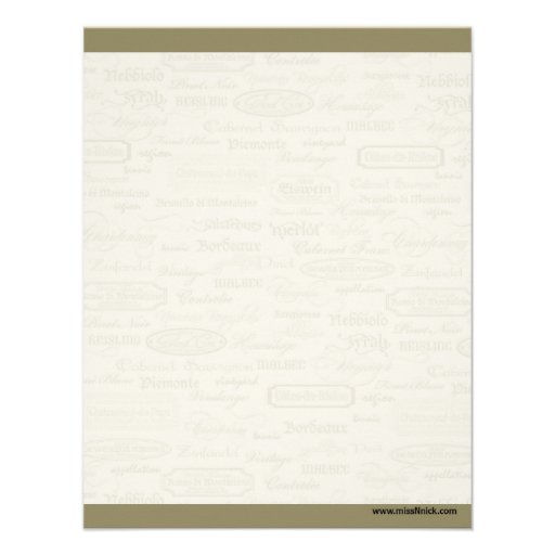 Wine Varietal and Whimsical Bottle Note Card Announcement