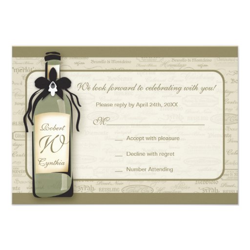 Wine Varietal and Whimsical Bottle RSVP Card Invitation