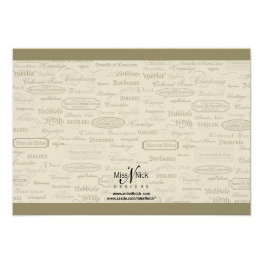Wine Varietal and Whimsical Bottle RSVP Card Invitation