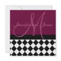Wine Wedding Invitation Monogram Harlequin invitation