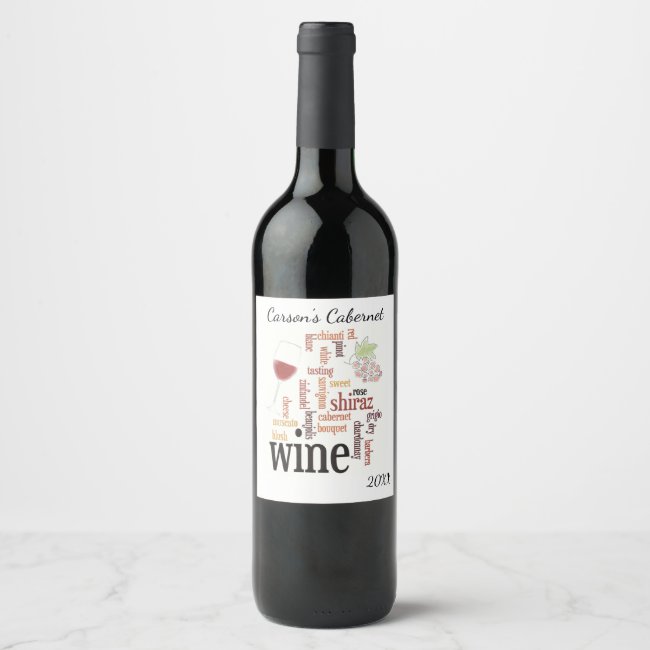 Wine Word Cloud Design Wine Label