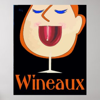 Wineaux, drinks wine in a glass