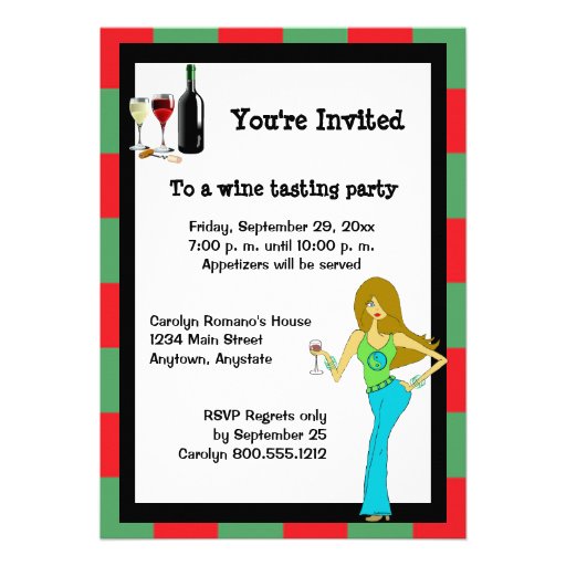 WineDiva Wine Tasting Party Custom Invites (front side)