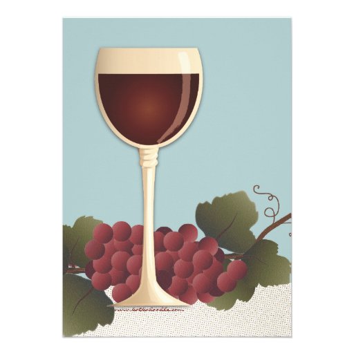 Wineglass & Grapes Wine Tasting Party Invitation