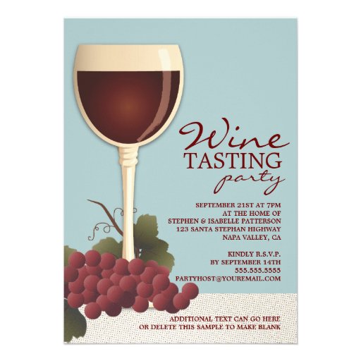 Wineglass & Grapes Wine Tasting Party Invitation (front side)