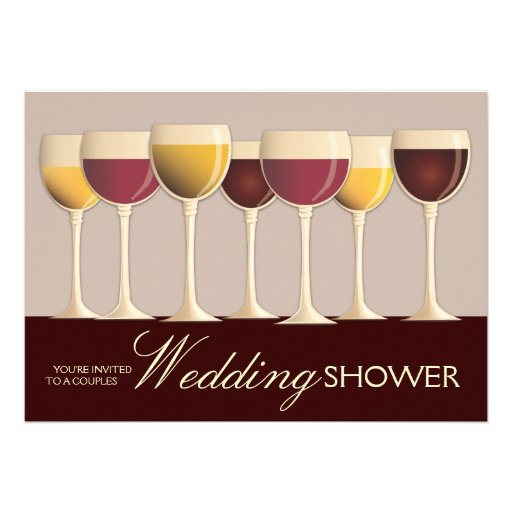 Wineglass Selection Couples Wedding Shower Personalized Announcement (front side)