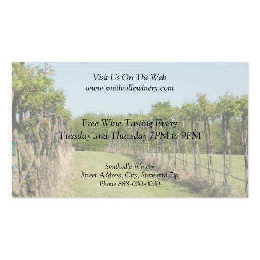 Winery Business Card (back side)