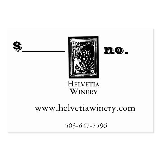 Winery Gift Card take 2 Business Card (back side)