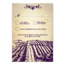 Winery Tuscan Vintage Vineyard Wedding RSVP Cards